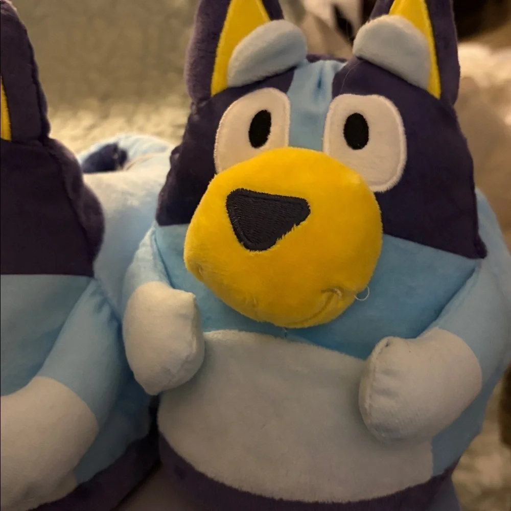 Bluey’s kids  3-D slippers L and Bluey collectible set.NWT